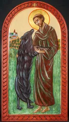 São Francisco e o Lobo, 2004 (têmpera de ovo, madeira, folha de ouro)