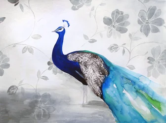 Elegante pavão azul floral