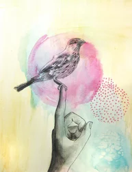 Poleiro para os dedos em forma de pássaro cor-de-rosa