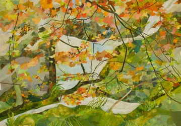 Autumn Honister Stream, 2018 (colagem de papel pintado com aguarela)
