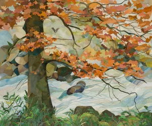 Árvore de outono, 2016 (colagem de papel pintado com aguarela)