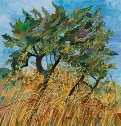 Oliveira, 2023 (colagem de papel pintado com aguarela)