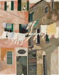 Lavagem de Veneza e Homem, 2013 (colagem de papel pintado a aguarela)