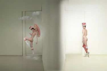 Chuva de chapéus em forma de tambor extravagante