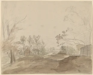 Uma estrada através de uma vila rural