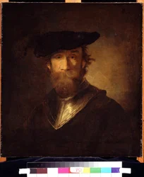 Um Soldado Antigo em Boina Negra. Um Soldado Antigo em Boina Negra. Pintura de Christopher Paudiss (1630-1666). Arte alemã do século XVII. Pushkin Museum of Fine Arts, Moscovo.