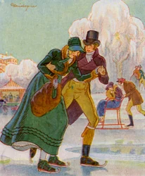 Patinagem no gelo / Patinagem (litografia a cores)