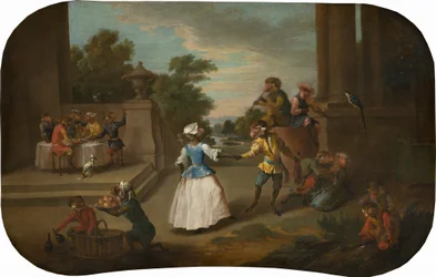 Singerie: A Dança, c.1739 (óleo sobre tela)