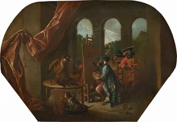 Singerie: O Pintor, c.1739 (óleo sobre tela)