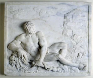 Hércules em repouso (baixo relevo de mármore)