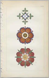 A arte do design decorativo: com um apêndice, dando as horas do dia em que as flores abrem, publicado pela Day & Son, Londres, 1862
