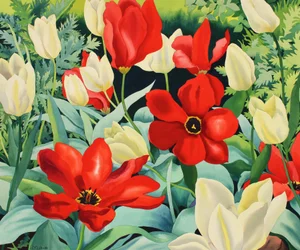Tulipas adiantadas (aguarela no papel)