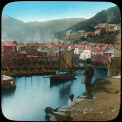 Polperro, Cornualha, final do século XIX ou início do século XX.