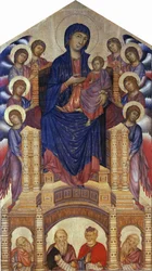 Santa Trinita Maestà (Madona Entronizada; Madona e Menino Entronizado com Oito Anjos, Santa Trinita Madonna)