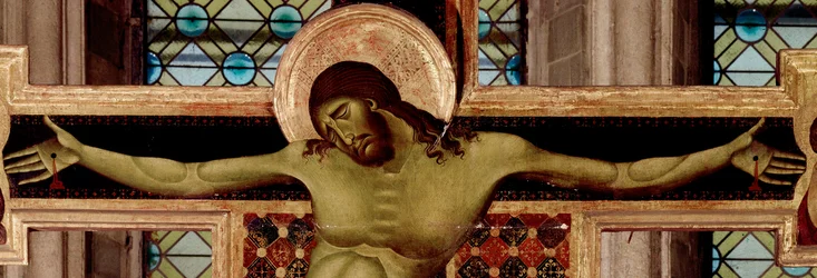 Crucifix Detail. Detrempe sobre madeira de Cimabue (Cenni di Pepo) (1272-1302) 1268-1271 Dim. 336x267 cm Arezzo, Chiesa di San Domenico