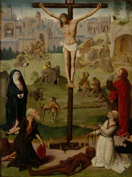 A crucificação com São Jerônimo e São Domingos e cenas da paixão