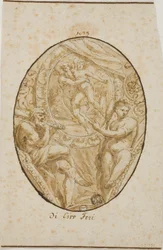 Fachada com a violação de Orytheia ladeada por Hércules e Omphale