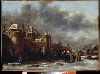 Chateau au bord de la riviere (Um castelo na margem do rio). Pintura de Claes Molenaer (Claes