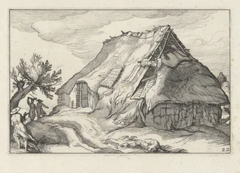 Fazenda com telhado de palha desmoronado Paisagens com fazendas (título da série)