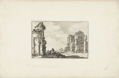 Dois pastores em uma ruína Paisagens italianas com ruínas (título da série) Variae antiquitates Romanae (título da série no objeto)