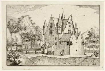 Um castelo, placa 22 a partir de Quadros de quintas, casas de campo e aldeias rústicas (Praediorum villarum et rusticarum casularum icones)