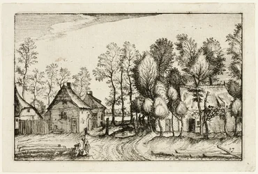 Paisagem com árvores cortadas, placa dezassete depois de Quadros de quintas, casas de campo e aldeias rústicas (Praediorum villarum et rusticarum casularum icones)