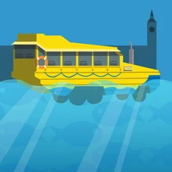 Ônibus de excursão anfíbio do pato de Londres