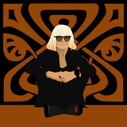 Retrato de Barbara Hulanicki, estilista, fundadora da Biba, designer de interiores e ilustradora