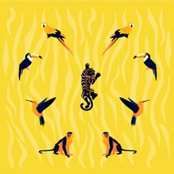 Animais - Amarelo - Preto