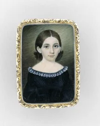 Retrato de uma menina, c.1845 (aquarela sobre marfim, dourado e vidro)