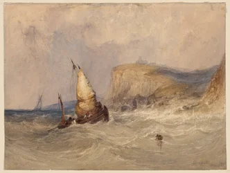 Ships Off Whitby (aguarela com goma-arábica sobre papel)