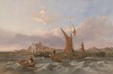 Uma barcaça do Tamisa que corre a sotavento do Forte de Tilbury