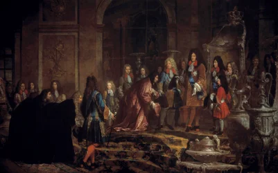 Reparação feita ao Rei Luís XIV pelo Doge dos Genes na Galerie des Glaces em Versalhes, 15 de maio