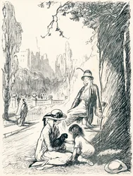Nos jardins de Kensington - estágio seis, c1920