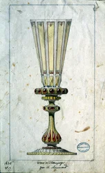 Decoração para flautas de champanhe, desenho a aguarela, Claude-Aymé Chenavard