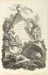 Frontispício do Túmulo de Boyle, Locke e Sydenham Frontispício do Túmulo..., ca. 1736.