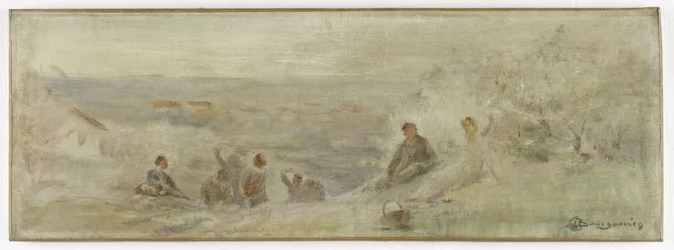 Esboço para a Câmara Municipal de Montreuil-sous-Bois: Paisagem - Repouso sob as árvores, em 1892 (óleo sobre tela)