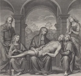 Cristo no túmulo, descansando no colo da Virgem, depois de Perugino, ca. 1685-1727.