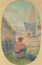 Pescadores em Etretat; Pecheurs a Etretat