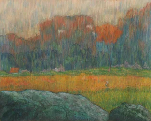 Paisagem com figura e casas, c. 1891 (pastel)