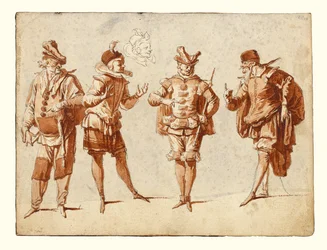 Quatro figuras em traje teatral