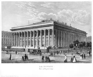 A Bolsa e o Tribunal de Comércio, Paris, depois de um daguerreótipo, c.1840