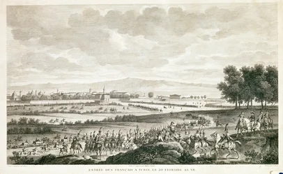 Entrada dos soldados franceses em Turim, c.1796 (gravura)