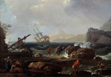 Cena do naufrágio Pintura de Joseph Vernet (1714-1789) Século XVIII Montpellier, Musee Fabre
