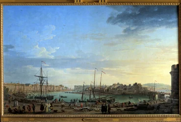 Vista do Porto de Dieppe Pintura de Joseph Vernet (1714-1789) Paris do século XVIII, Musee de la Marine