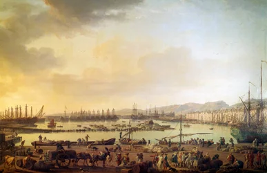 Vista do porto de Toulon Pintura de Joseph Vernet (1714-1789) Paris do século XVIII, Musee de la Marine