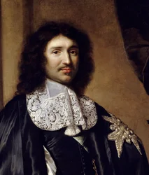 Detalhe de: "Retrato de Jean Baptiste (Jean-Baptiste) Colbert (1619-1683) Ministro de Luís XIV" Pintura de Claude Lefebvre (1632-1675). 1666 Sol. 1,3x0,96 m