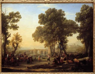 La villageoise Painting by Claude Gellee dit Le Lorrain (1600-1682) Sun. 1,03x1,35 m.