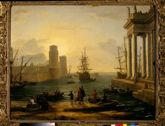 Porto marítimo, efeito de nevoeiro. Pintura de Claude Gellée, dito Le Lorrain (1600-1682), 1646. Sol. 1,19 x 1,5 m. Paris, Musée du Louvre