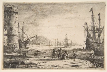 Porto com uma torre grande, ca. 1641